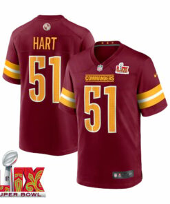 Bobby Hart #51 Washington Commanders Super Bowl LIX Jersey - Men's - Burgundy JS9343 nicesnker