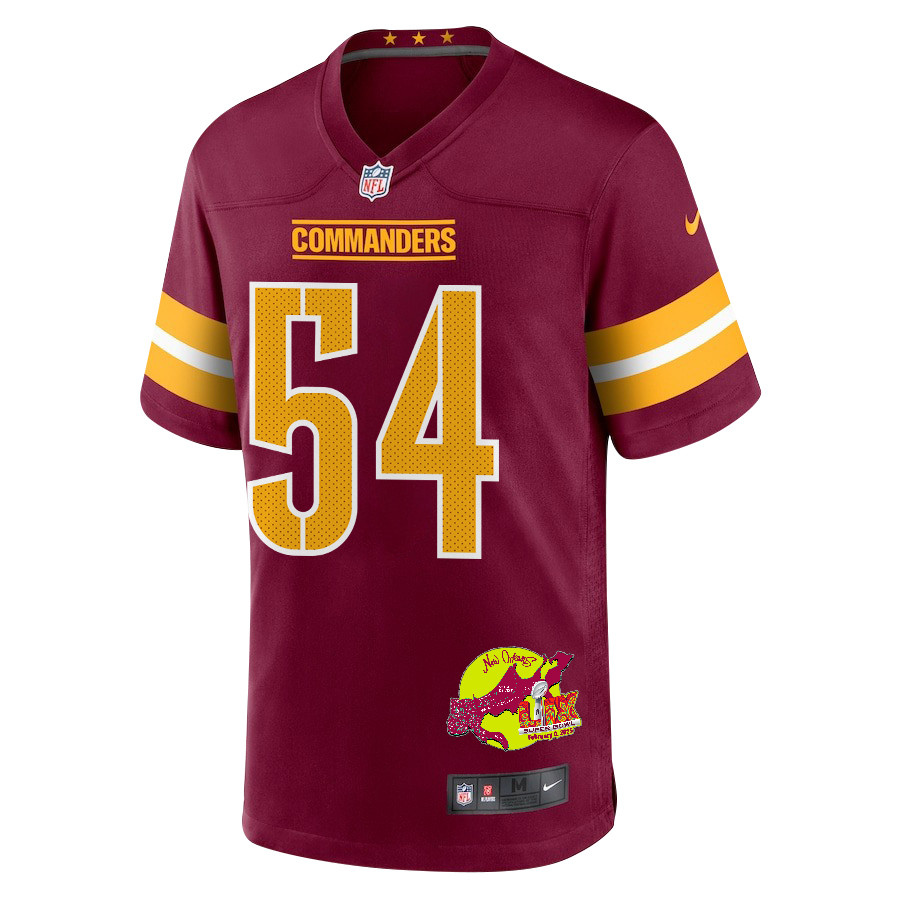 Bobby Wagner 54 Washington Commanders Super Bowl LIX New Orleans Patch Game Men Jersey - Burgundy JS9832 nicesnker - Image 3