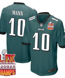 Braden Mann 10 Philadelphia Eagles Super Bowl LIX Champions Patch Game Men Jersey - Midnight Green JS3534 nicesnker