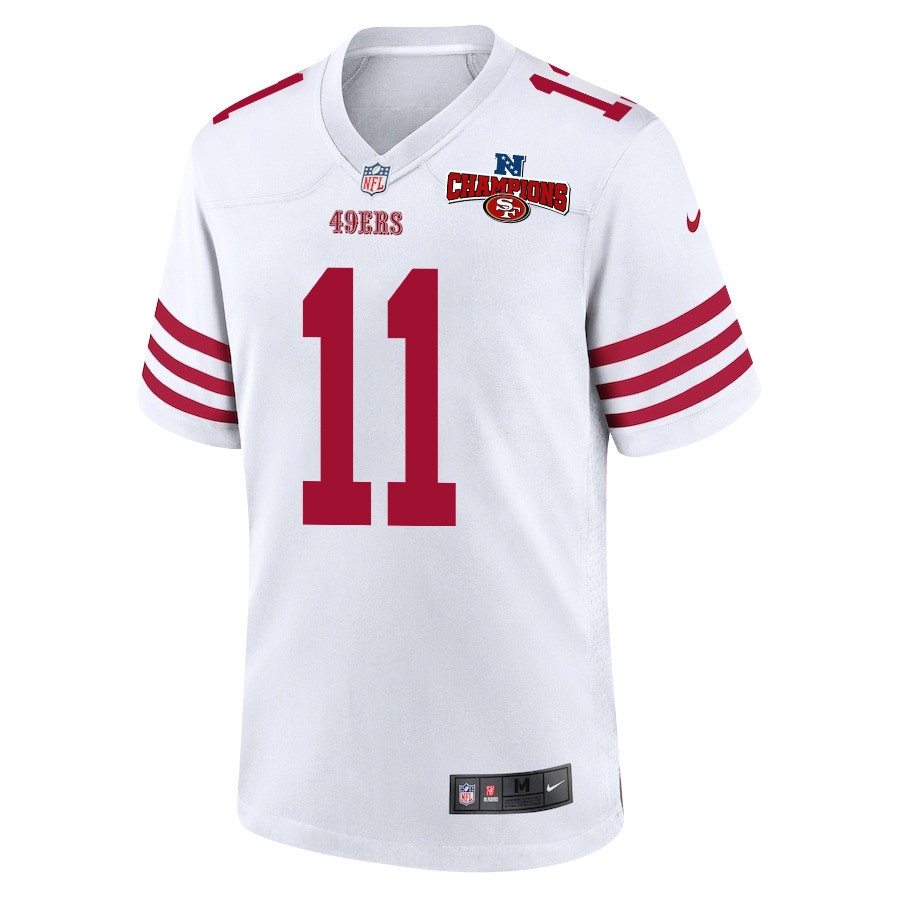 Brandon Aiyuk 11 San Francisco 49ers NFC Champions Patch Game Men Jersey - White JS6701 nicesnker - Image 2