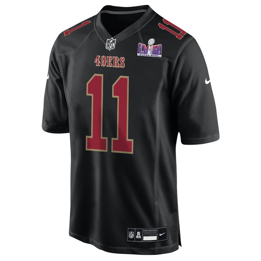 Brandon Aiyuk 11 San Francisco 49ers Super Bowl LVIII Patch Fashion Game Men Jersey - Carbon Black JS8821 nicesnker - Image 2