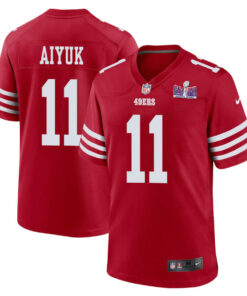 Brandon Aiyuk 11 San Francisco 49ers Super Bowl LVIII Patch Game Men Jersey - Scarlet JS7552 nicesnker