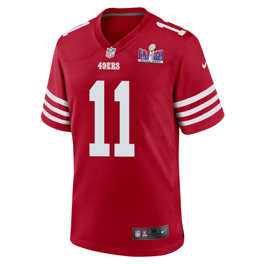 Brandon Aiyuk 11 San Francisco 49ers Super Bowl LVIII Patch Game Men Jersey - Scarlet JS7552 nicesnker - Image 2