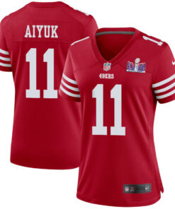 Brandon Aiyuk 11 San Francisco 49ers Super Bowl LVIII Patch Game Women Jersey - Scarlet JS4265 nicesnker