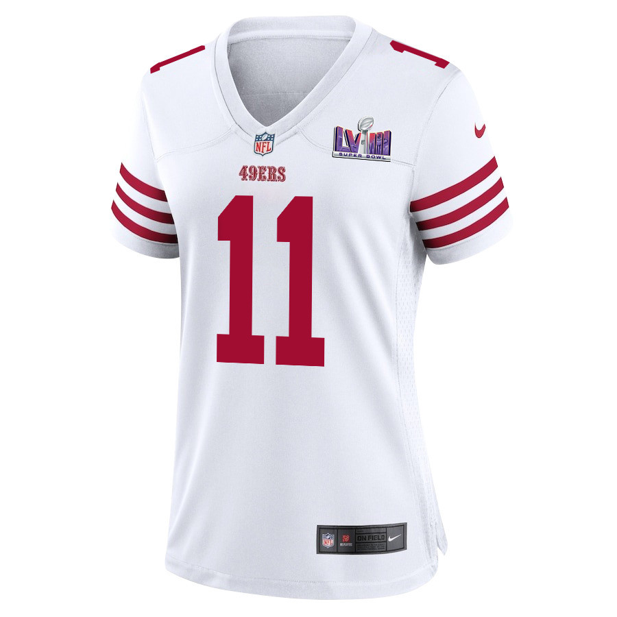 Brandon Aiyuk 11 San Francisco 49ers Super Bowl LVIII Patch Game Women Jersey - White JS9114 nicesnker - Image 2