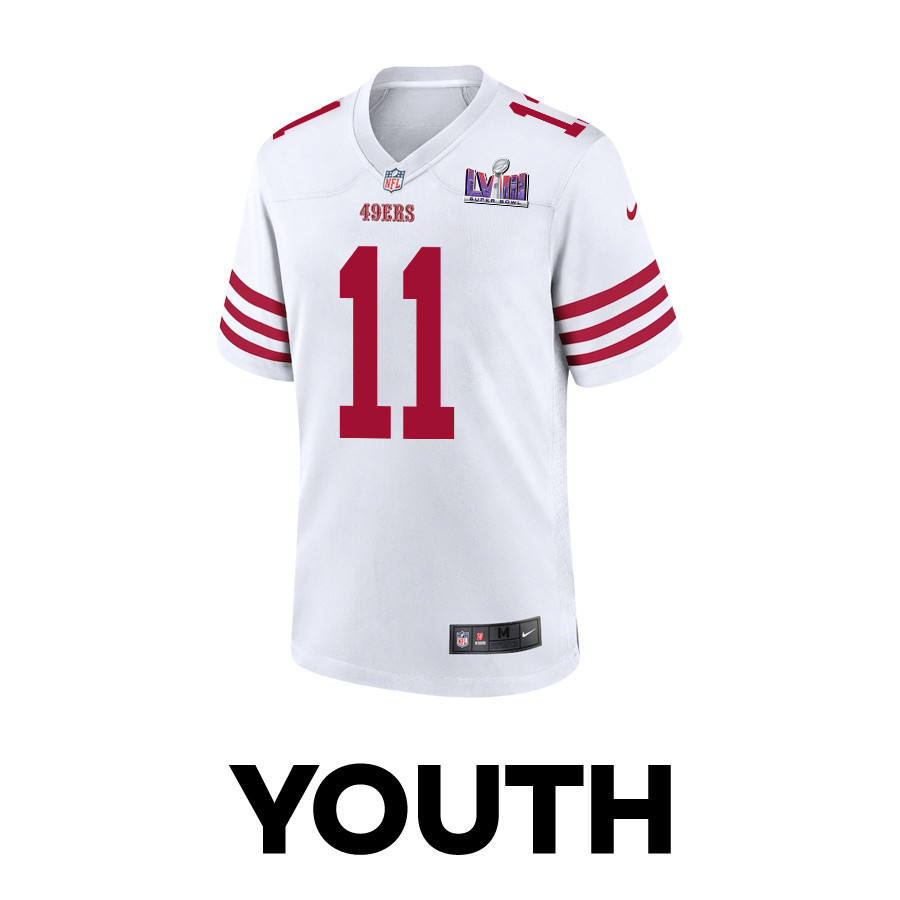 Brandon Aiyuk 11 San Francisco 49ers Super Bowl LVIII Patch Game YOUTH Jersey - White JS1391 nicesnker - Image 2