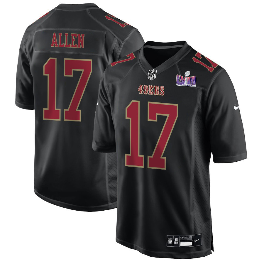 Brandon Allen 17 San Francisco 49ers Super Bowl LVIII Patch Fashion Game Men Jersey - Carbon Black JS9491 nicesnker