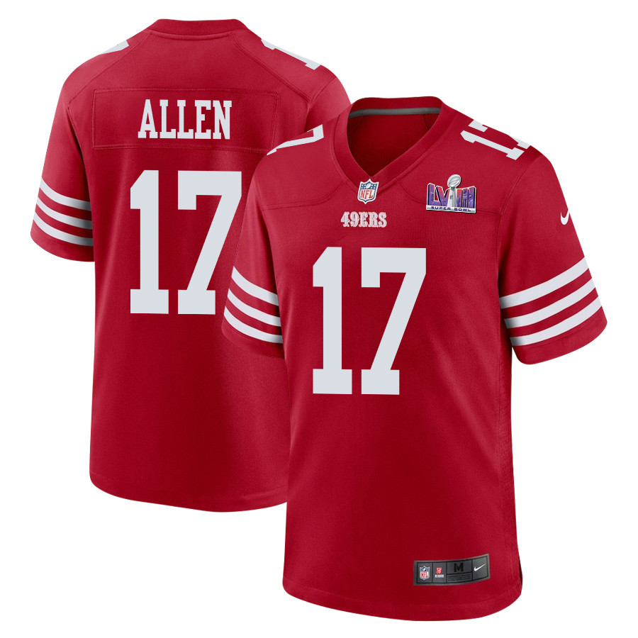 Brandon Allen 17 San Francisco 49ers Super Bowl LVIII Patch Game Men Jersey - Scarlet JS3908 nicesnker
