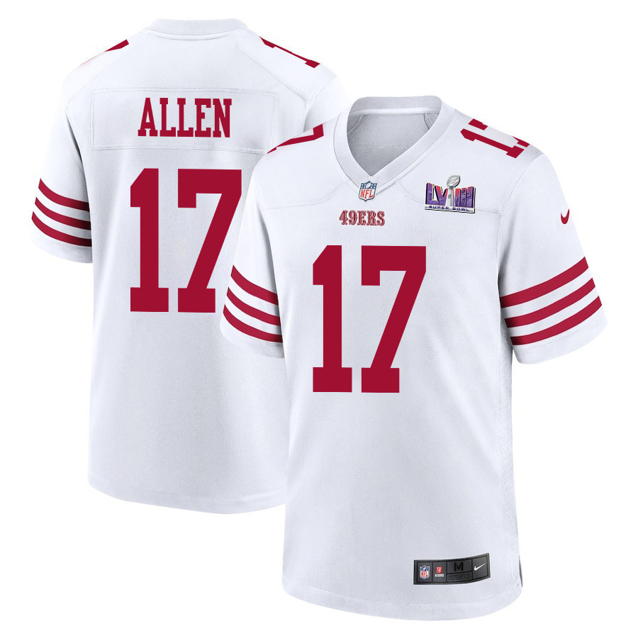 Brandon Allen 17 San Francisco 49ers Super Bowl LVIII Patch Game Men Jersey - White JS3510 nicesnker