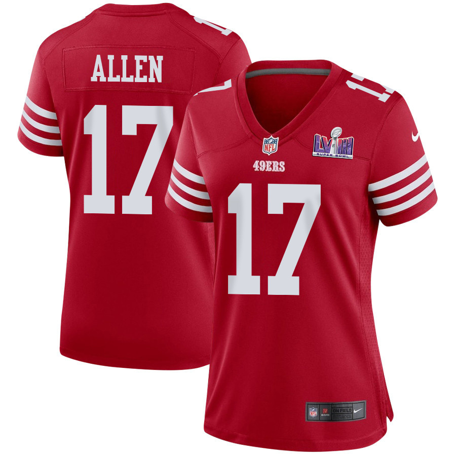 Brandon Allen 17 San Francisco 49ers Super Bowl LVIII Patch Game Women Jersey - Scarlet JS7512 nicesnker