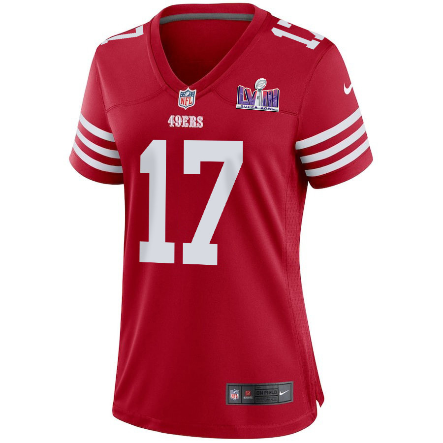 Brandon Allen 17 San Francisco 49ers Super Bowl LVIII Patch Game Women Jersey - Scarlet JS7512 nicesnker - Image 2