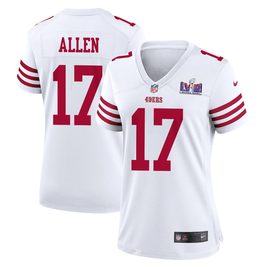 Brandon Allen 17 San Francisco 49ers Super Bowl LVIII Patch Game Women Jersey - White JS5899 nicesnker