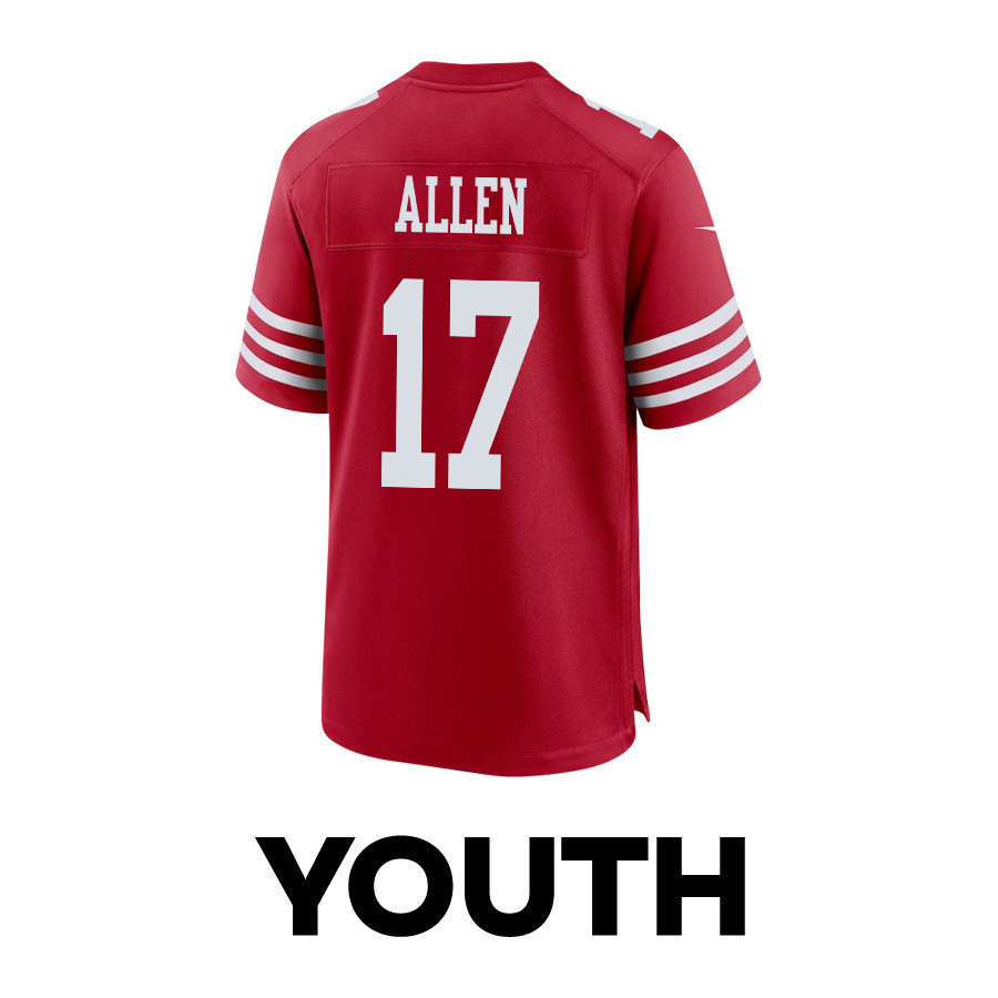 Brandon Allen 17 San Francisco 49ers Super Bowl LVIII Patch Game YOUTH Jersey - Scarlet JS3028 nicesnker - Image 3