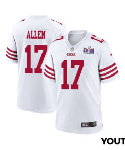 Brandon Allen 17 San Francisco 49ers Super Bowl LVIII Patch Game YOUTH Jersey - White JS1568 nicesnker