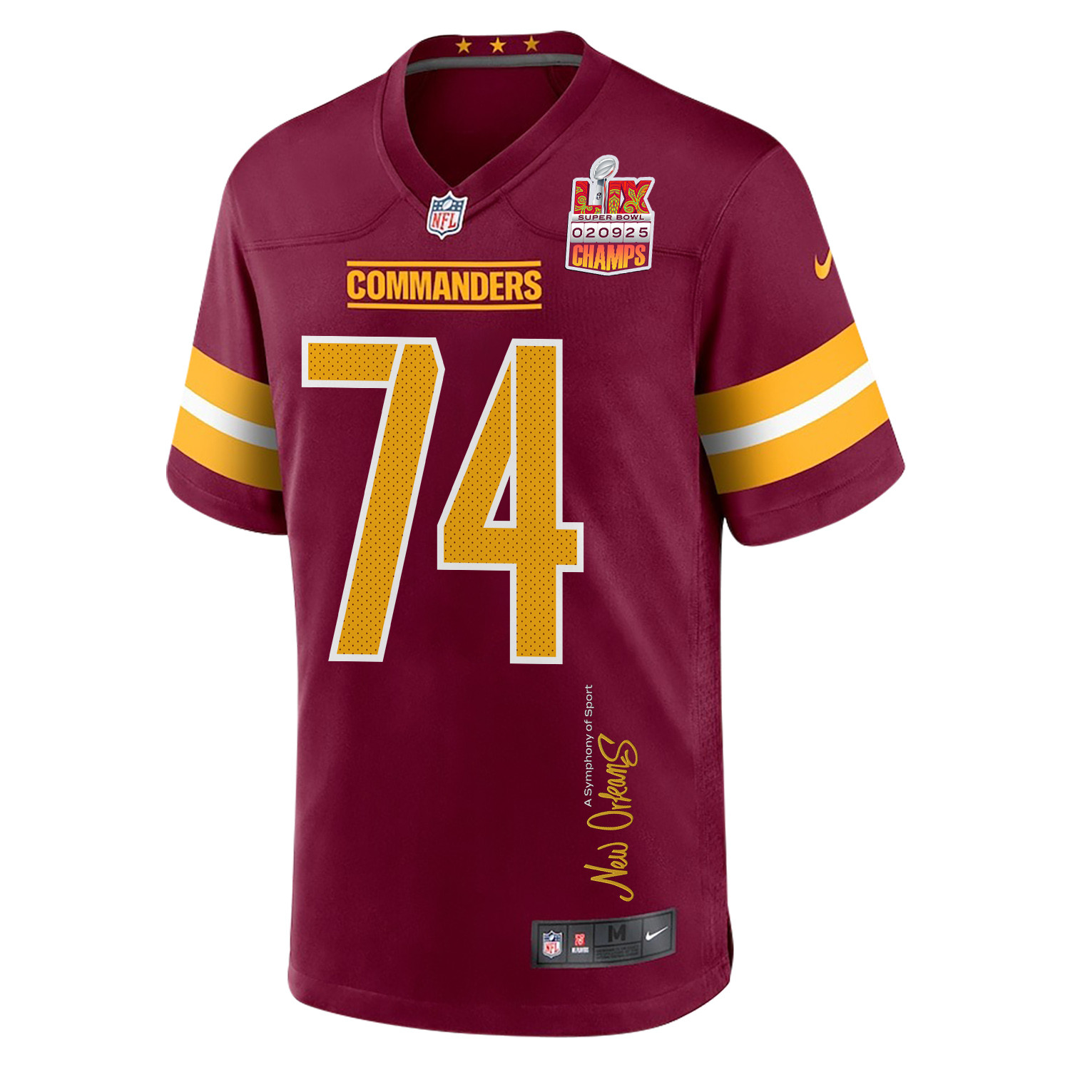 Brandon Coleman 74 Washington Commanders Super Bowl LIX Champions Patch 'New Orleans - A Symphony of Sport' EMBROIDERED Game Men Jersey - Burgundy JS8736 nicesnker - Image 3