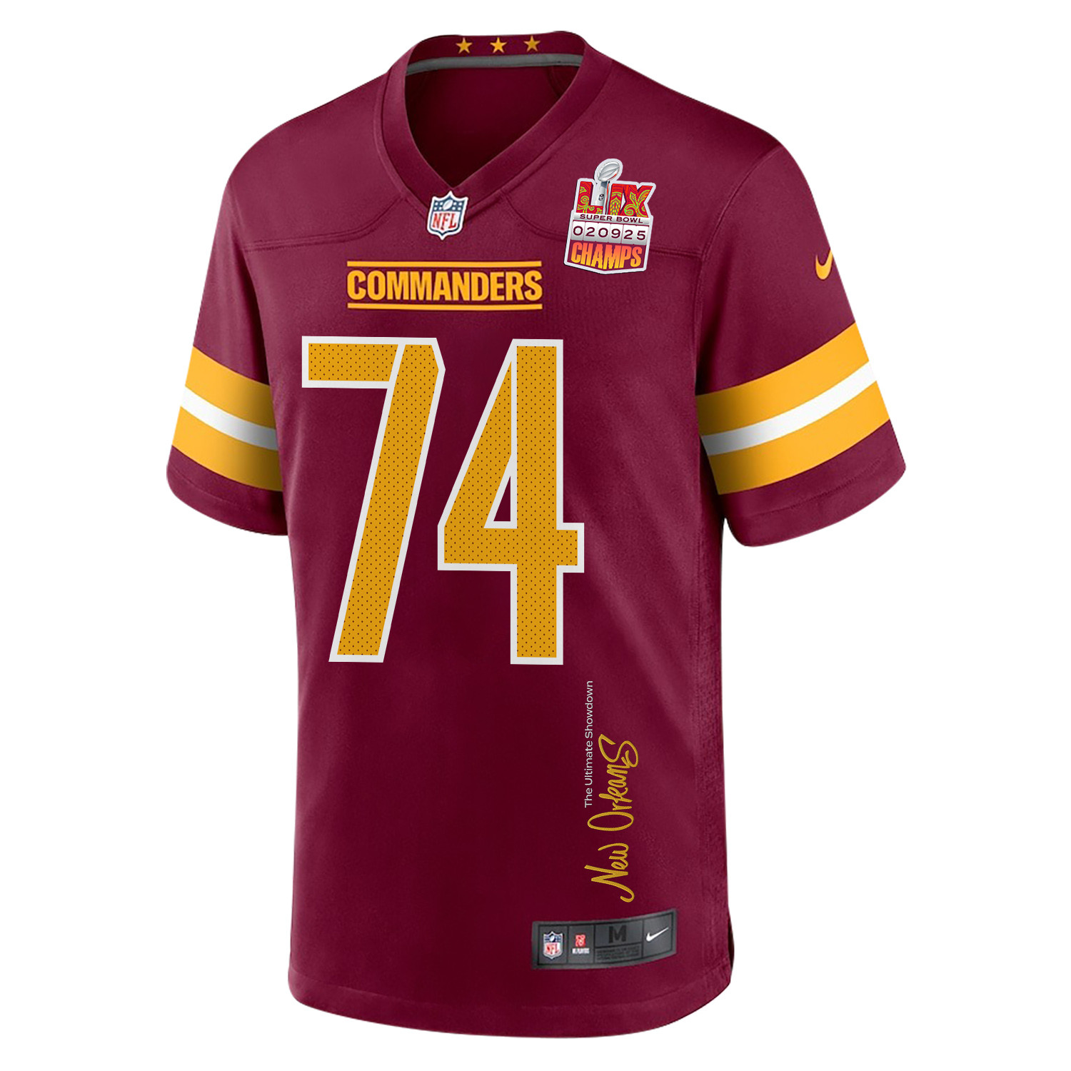 Brandon Coleman 74 Washington Commanders Super Bowl LIX Champions Patch 'New Orleans - The Ultimate Showdown' EMBROIDERED Game Men Jersey - Burgundy JS3493 nicesnker - Image 3