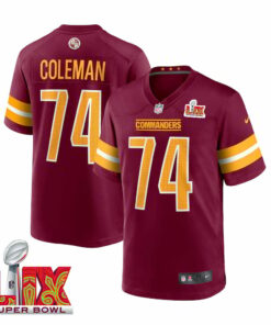 Brandon Coleman #74 Washington Commanders Super Bowl LIX Jersey - Men's - Burgundy JS1991 nicesnker