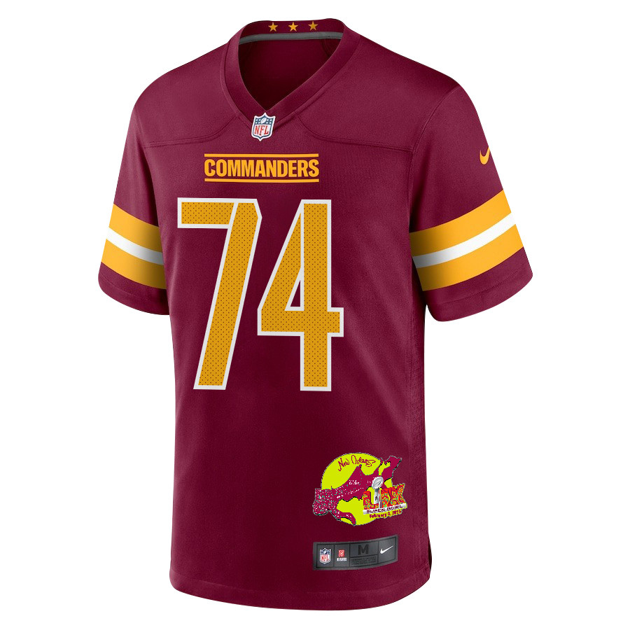 Brandon Coleman 74 Washington Commanders Super Bowl LIX New Orleans Patch Game Men Jersey - Burgundy JS2414 nicesnker - Image 3