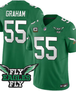 Brandon Graham 55 Philadelphia Eagles Fly Eagles Fly Patch Alternate Game Men Jersey - Kelly Green JS6637 nicesnker