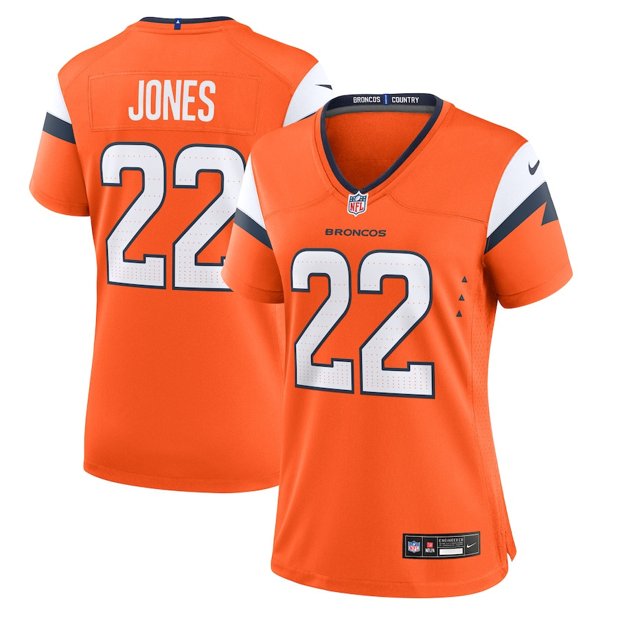 Brandon Jones 22 Denver Broncos Women's Team Game Jersey - Orange JS1329 nicesnker