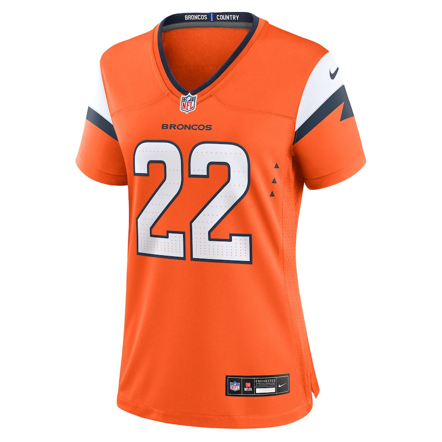 Brandon Jones 22 Denver Broncos Women's Team Game Jersey - Orange JS1329 nicesnker - Image 2