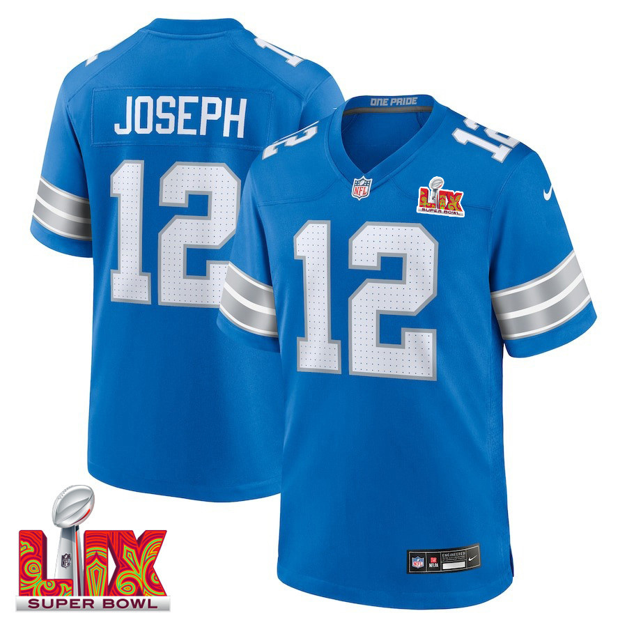 Brandon Joseph #12 Detroit Lions Super Bowl LIX Jersey - Men's - Blue JS9479 nicesnker
