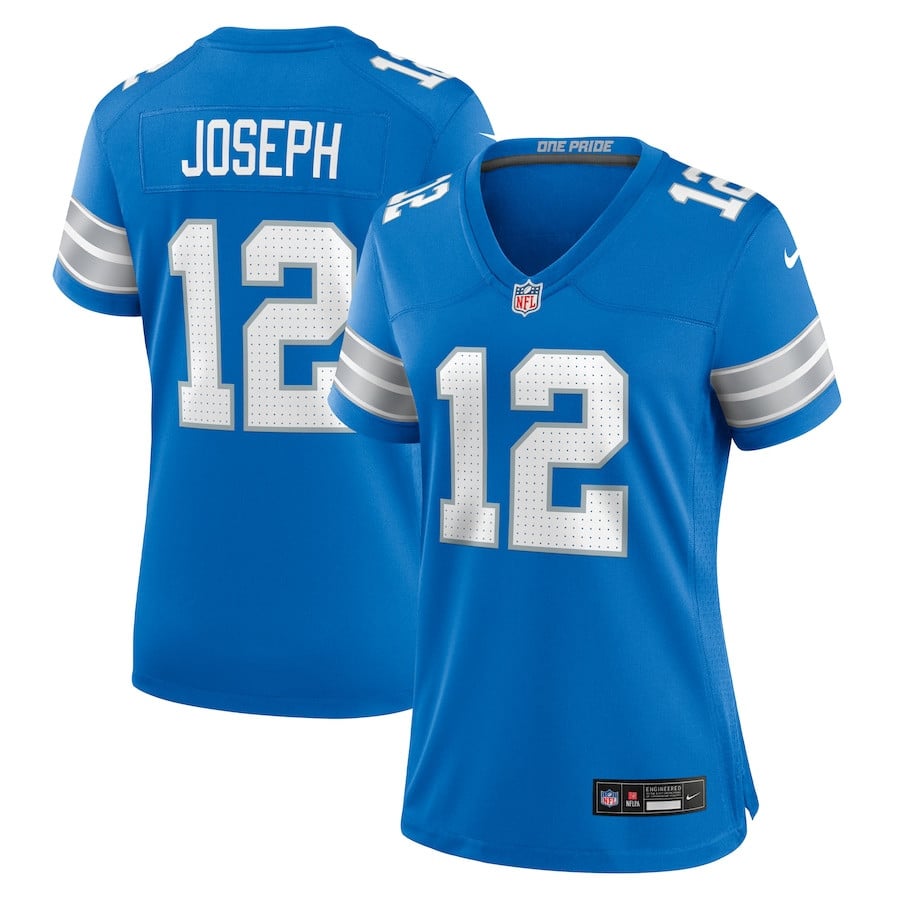 Brandon Joseph 12 Detroit Lions Women's Team Game Jersey - Blue JS7768 nicesnker