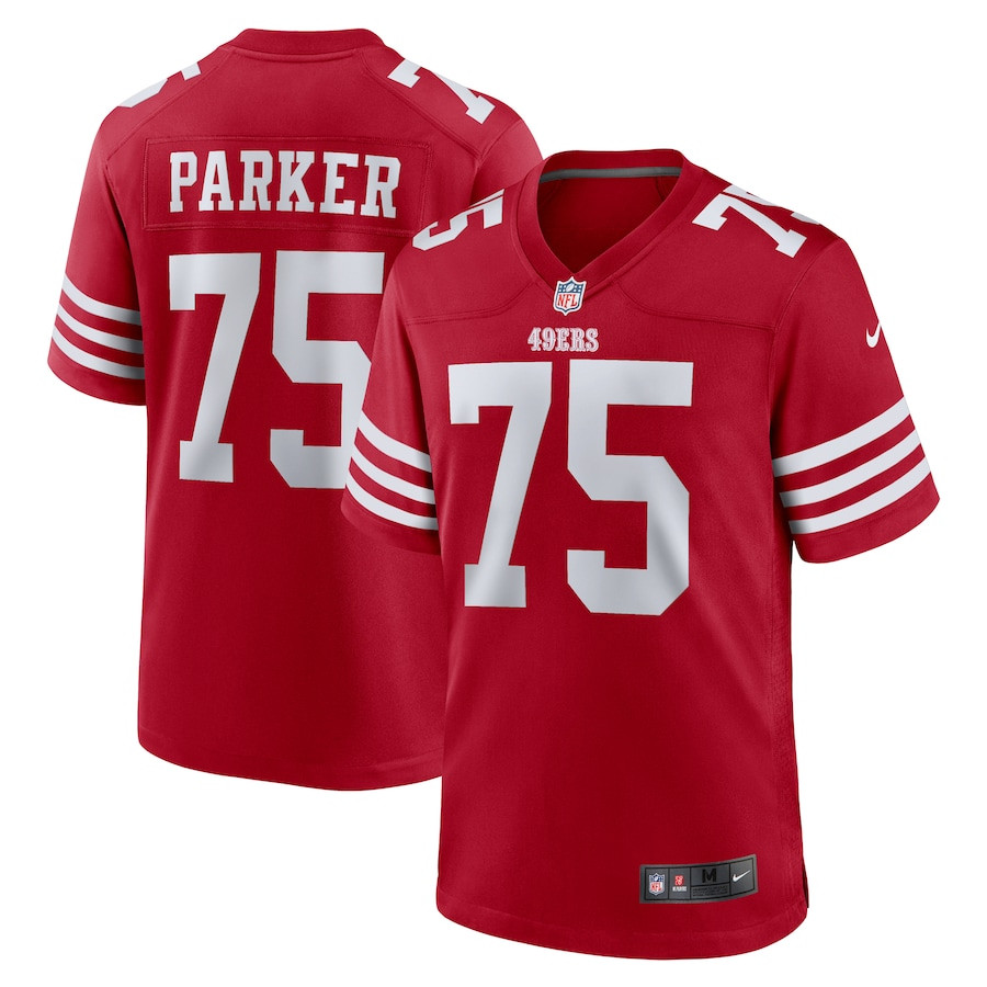Brandon Parker 75 San Francisco 49ers Team Game Men Jersey - Scarlet JS5040 nicesnker