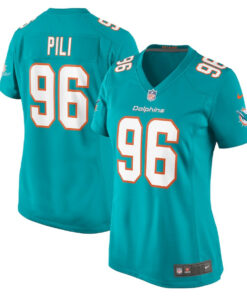 Brandon Pili 96 Miami Dolphins Women's Game Jersey - Aqua JS5848 nicesnker