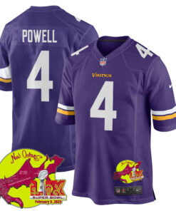 Brandon Powell 4 Minnesota Vikings Super Bowl LIX New Orleans Patch Game Men Jersey - Purple JS8634 nicesnker
