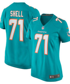 Brandon Shell 71 Miami Dolphins Women Home Game Jersey - Aqua JS9498 nicesnker
