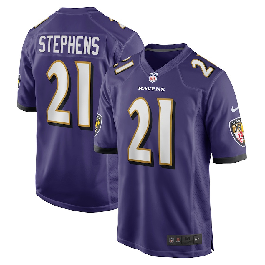 Brandon Stephens 21 Baltimore Ravens Team Game Men Jersey - Purple JS6734 nicesnker