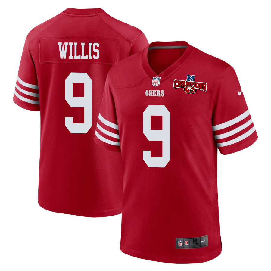 Brayden Willis 9 San Francisco 49ers NFC Champions Patch Game Men Jersey - Scarlet JS1443 nicesnker