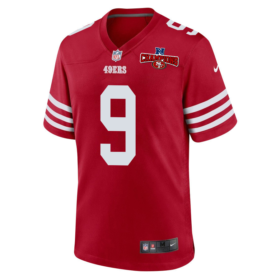 Brayden Willis 9 San Francisco 49ers NFC Champions Patch Game Men Jersey - Scarlet JS1443 nicesnker - Image 2