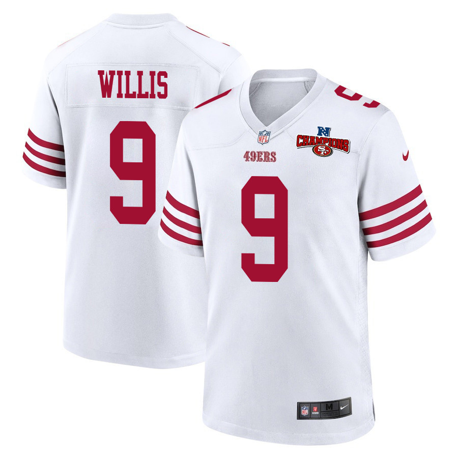 Brayden Willis 9 San Francisco 49ers NFC Champions Patch Game Men Jersey - White JS5465 nicesnker