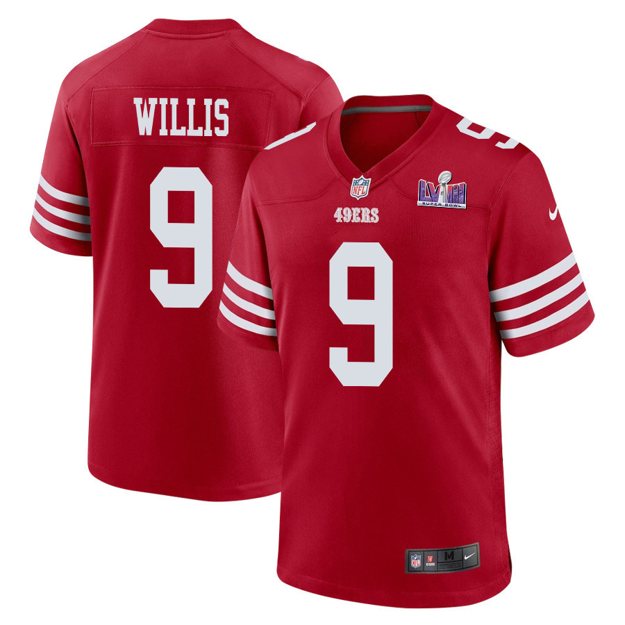 Brayden Willis 9 San Francisco 49ers Super Bowl LVIII Patch Game Men Jersey - Scarlet JS5799 nicesnker
