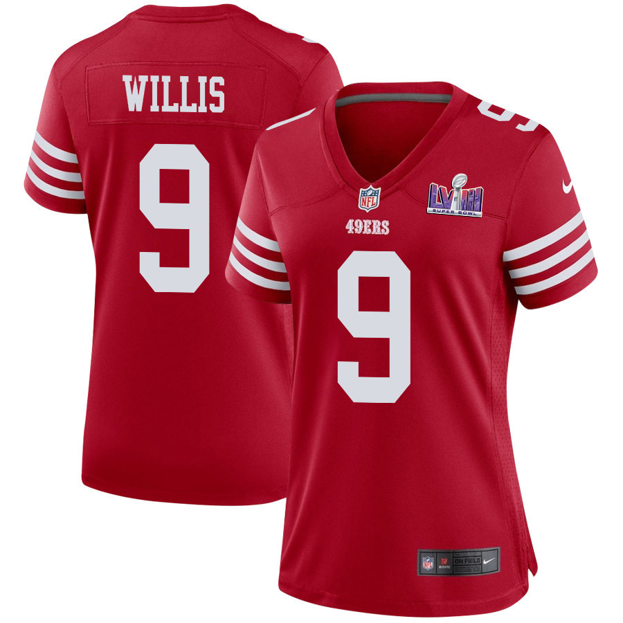 Brayden Willis 9 San Francisco 49ers Super Bowl LVIII Patch Game Women Jersey - Scarlet JS5292 nicesnker
