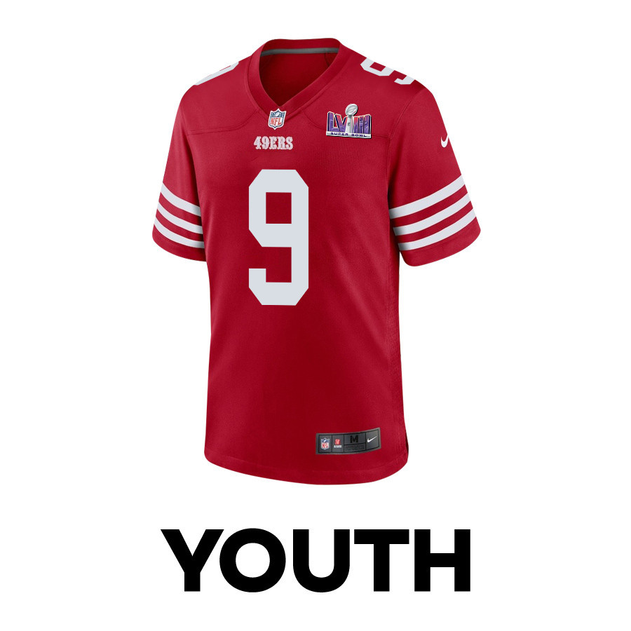 Brayden Willis 9 San Francisco 49ers Super Bowl LVIII Patch Game YOUTH Jersey - Scarlet JS2743 nicesnker - Image 2