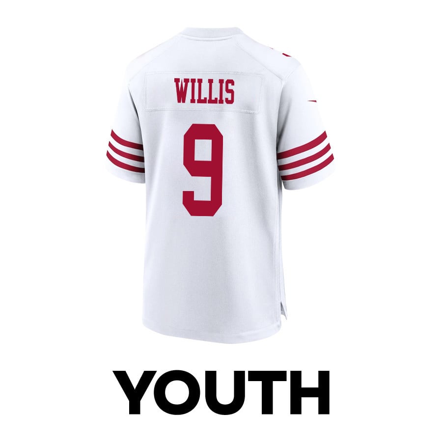 Brayden Willis 9 San Francisco 49ers Super Bowl LVIII Patch Game YOUTH Jersey - White JS8012 nicesnker - Image 3