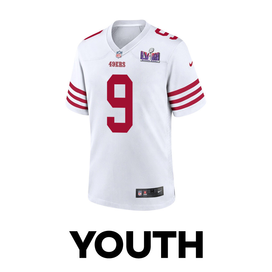 Brayden Willis 9 San Francisco 49ers Super Bowl LVIII Patch Game YOUTH Jersey - White JS8012 nicesnker - Image 2