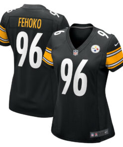 Breiden Fehoko 96 Pittsburgh Steelers Women's Game Jersey - Black JS6974 nicesnker