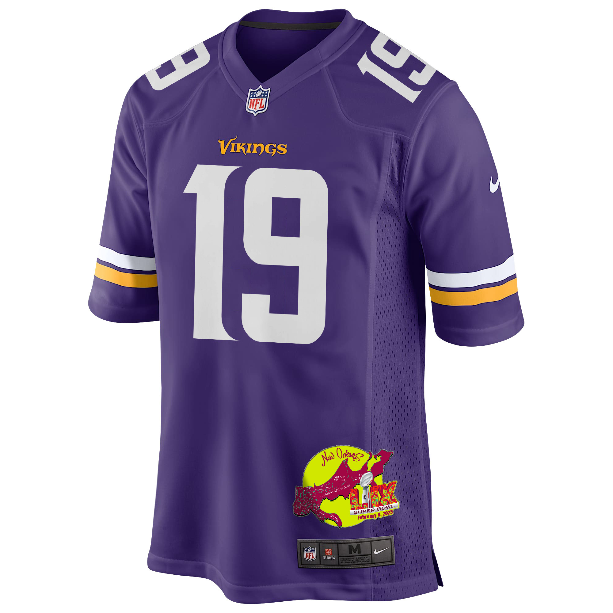 Brett Rypien 19 Minnesota Vikings Super Bowl LIX New Orleans Patch Game Men Jersey - Purple JS9760 nicesnker - Image 3