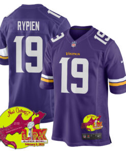 Brett Rypien 19 Minnesota Vikings Super Bowl LIX New Orleans Patch Game Men Jersey - Purple JS9760 nicesnker