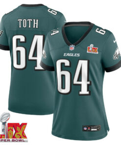 Brett Toth #64 Philadelphia Eagles Super Bowl LIX Women's Jersey - Midnight Green JS1368 nicesnker