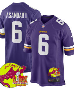 Brian Asamoah II 6 Minnesota Vikings Super Bowl LIX New Orleans Patch Game Men Jersey - Purple JS3110 nicesnker