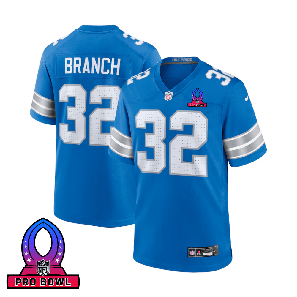 Brian Branch 32 Detroit Lions 2025 Pro Bowl Patch Game Men Jersey - Blue JS7856 nicesnker