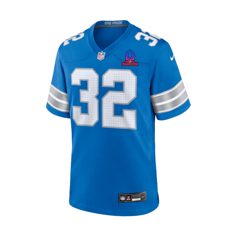 Brian Branch 32 Detroit Lions 2025 Pro Bowl Patch Game Men Jersey - Blue JS7856 nicesnker - Image 2