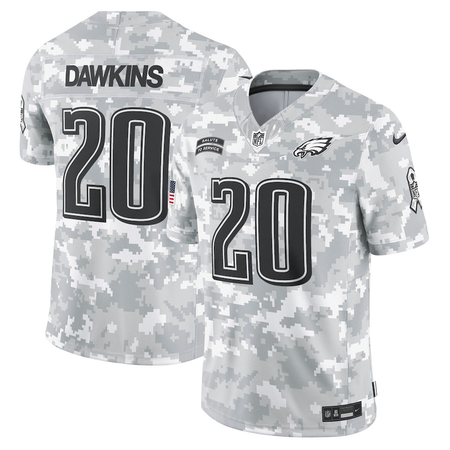 Brian Dawkins 20 Philadelphia Eagles 2024 Salute to Service Retired Player Limited Men Jersey - Arctic Camo JS2312 nicesnker