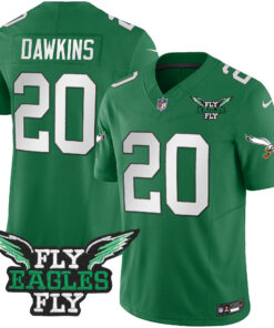 Brian Dawkins 20 Philadelphia Eagles Fly Eagles Fly Patch Alternate Game Men Jersey - Kelly Green JS4588 nicesnker