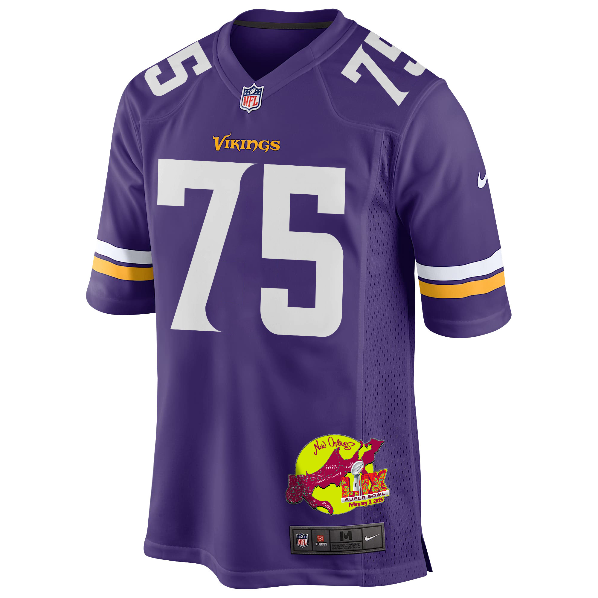 Brian O'Neill 75 Minnesota Vikings Super Bowl LIX New Orleans Patch Game Men Jersey - Purple JS6846 nicesnker - Image 3